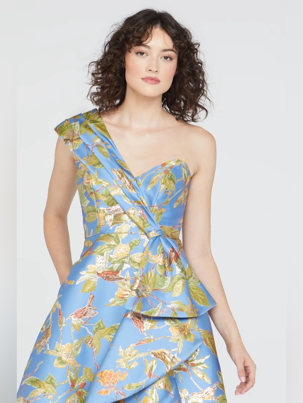 NWT Theia Dalia Tea Length One Shoulder Gown Mini Floral Dress size 2 - Picture 6 of 13